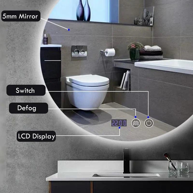 Smart Bluetooth Round Backlit Anti-Fog Mirror - view 4