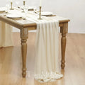 Vintage style cotton gauze wedding table runner - Beige / 40x200cm