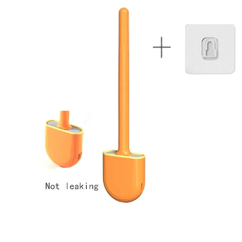 Silicone Toilet Brush with Flexible Support, Five Color Options - Orange
