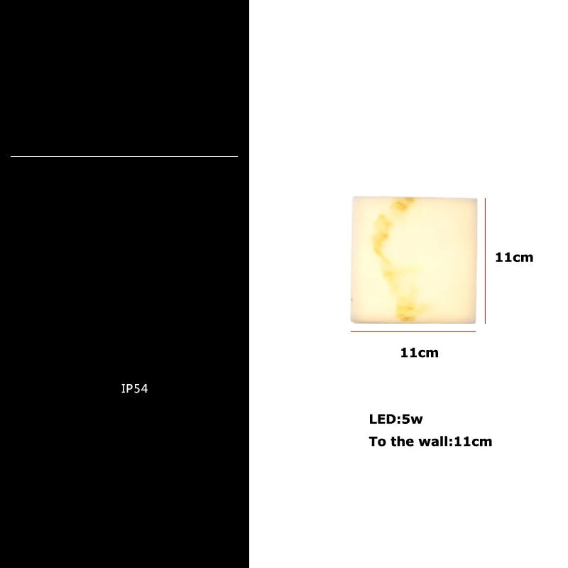 Wall sconce art decorative marble waterproof cube for indoor and outdoor - White hardware / Dimmable / 11cm