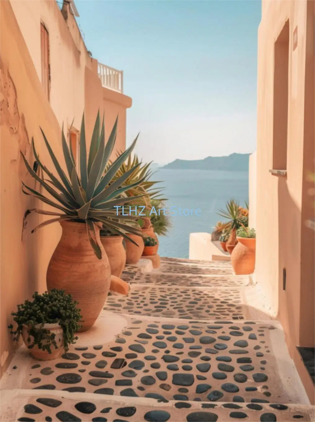Modern Santorini Greece Landscape Poster, Design 13 - 60X80cm Unframed / 13