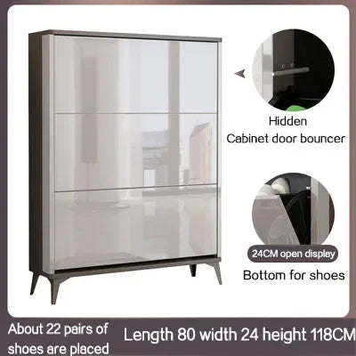 Modern luxury minimalist shoe cabinets ultra-thin furniture organizer - Gray 80X24X118CM