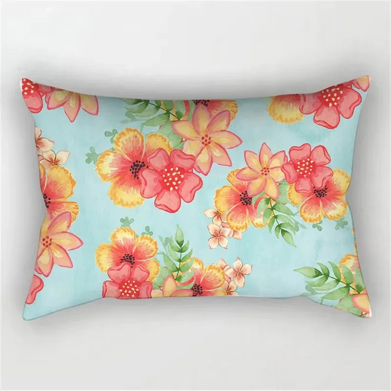 Uplifting Rainbow Floral Throw Pillow Cover