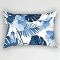 Rectangular pillowcase striped pattern blue flowers and leaves