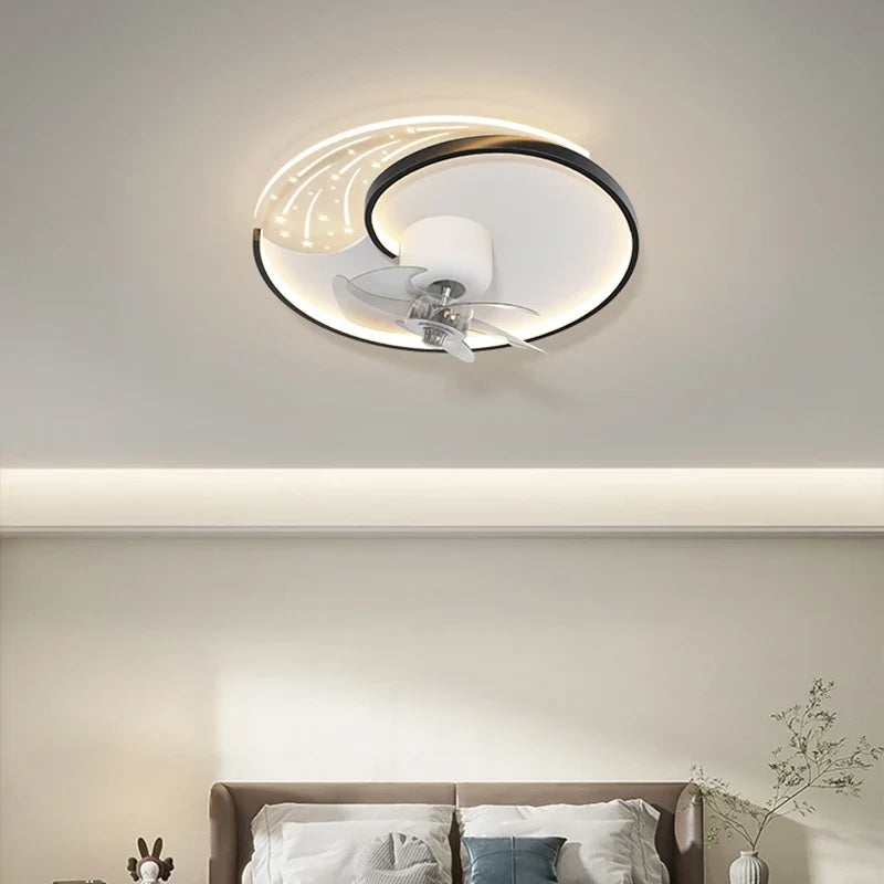 Modern ceiling lamp with mobile fan and smart lighting - view 2