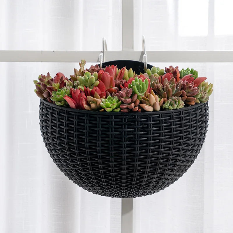 European Wall Mounted Hydroponic Plant Pot, Semi-Circular, Hanging Flower Basket, Balcony, Lazy Wall Mounted, No Drilling, decor - view 4