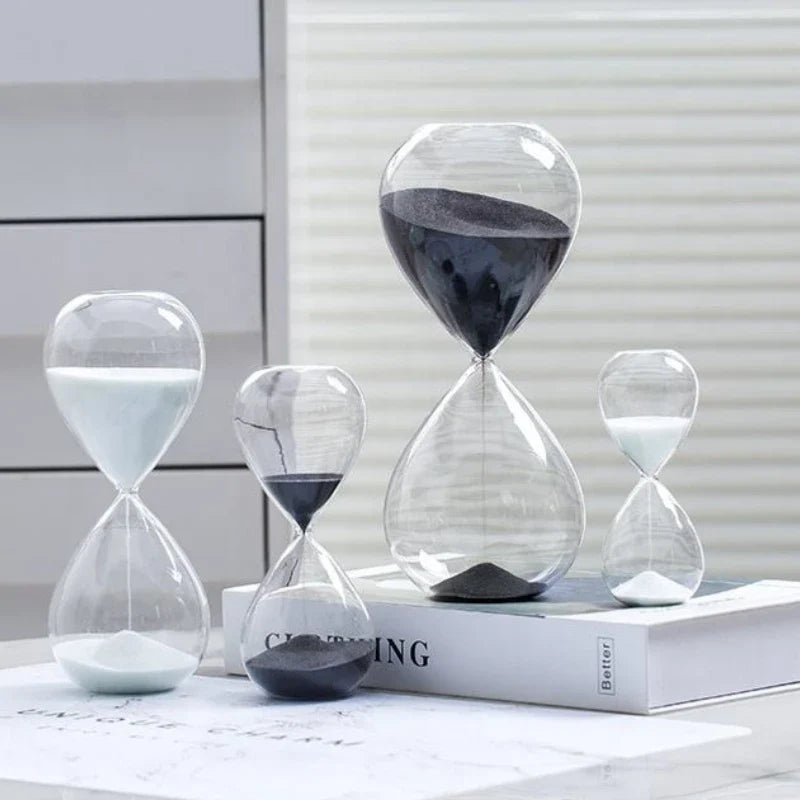 Glass hourglass colored modern decoration for office and home