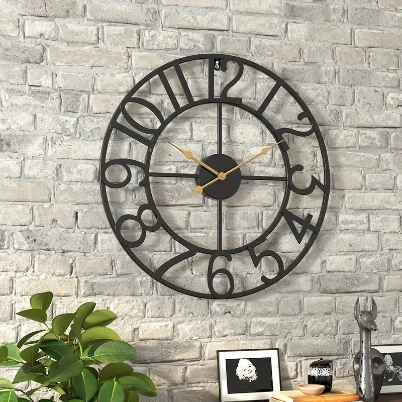 Retro metal wall clock creative decoration for interior - view 3