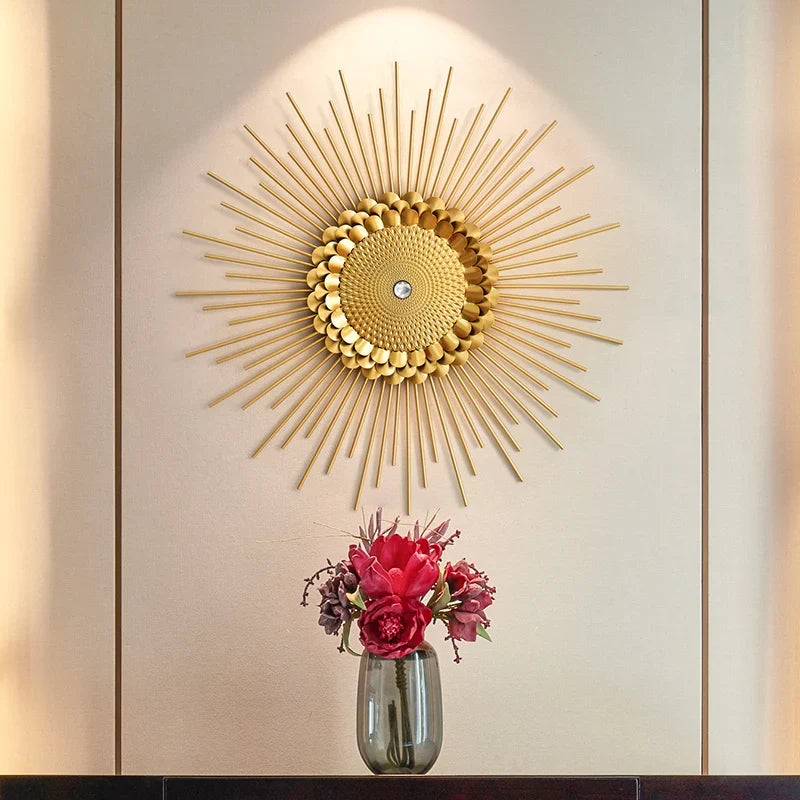 Creative Iron Golden Pendant for Living Room, Luxury Wall Hanging Mirror, Home Hallway decor, Metal Wall Artistic for Bedroom - metal decor 60cm