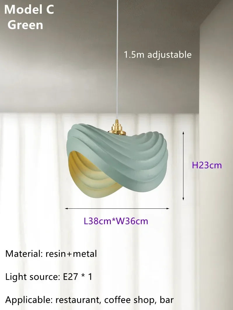 Modern Nordic design art pendant light for interior decoration - C-Green / Natural Light