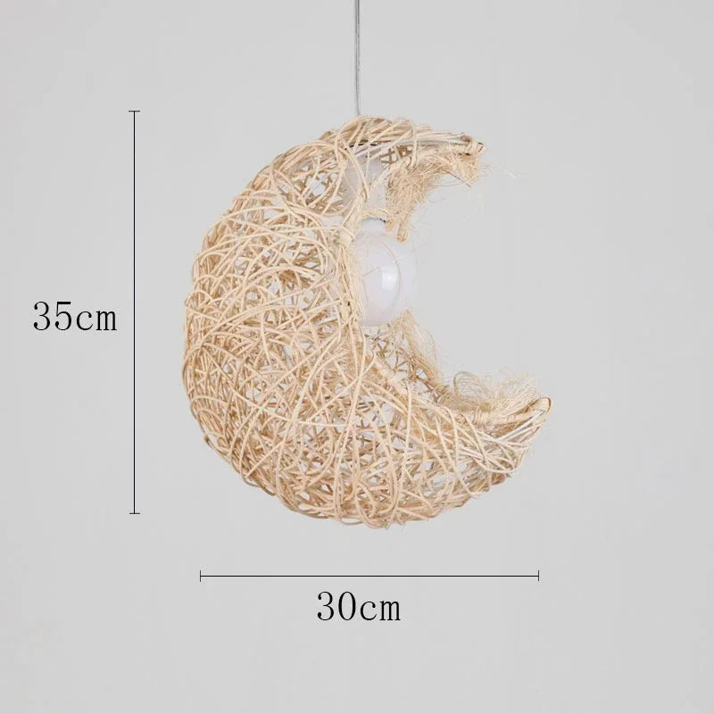 Chinese rattan during light, hand five straw hat lampshade during light, living room decoration, indoor lighting fixtures - I / Neutral light