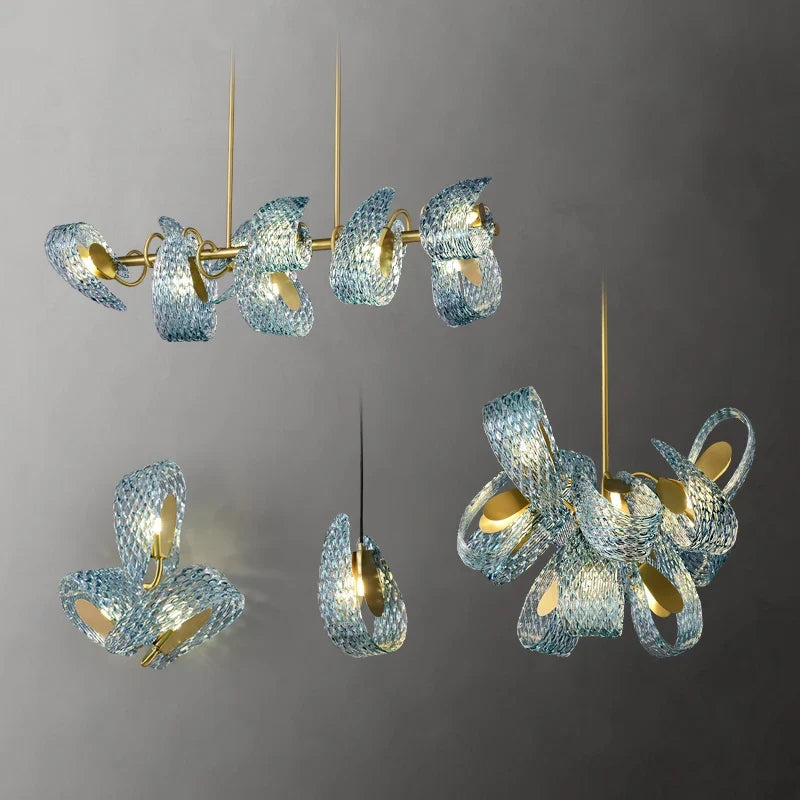 Hanging chandelier in glass crystal modern lighting for interior - view 3