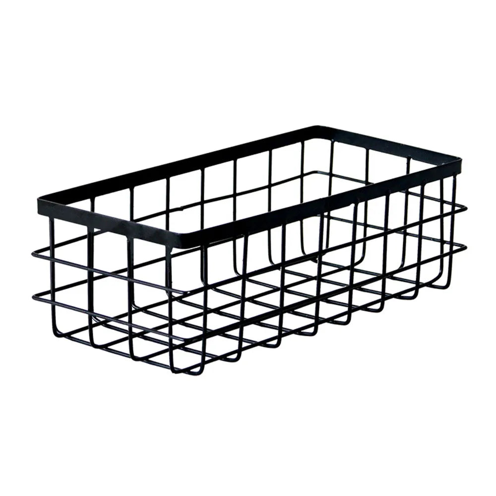Metal Storage Basket, Black and White, Office Desktop, Cosmetic Sorting Baskets, Kitchen Seasoning Jar Organizer, Iron Box - view 5