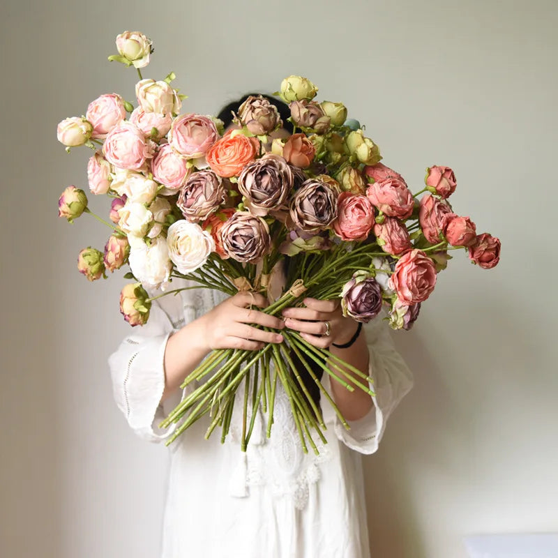 Artificial silk peonies bouquet for wedding decoration - view 4