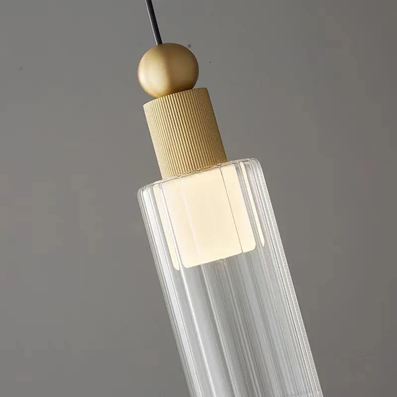 Modern pendant light in glass and copper with interchangeable cords - view 5