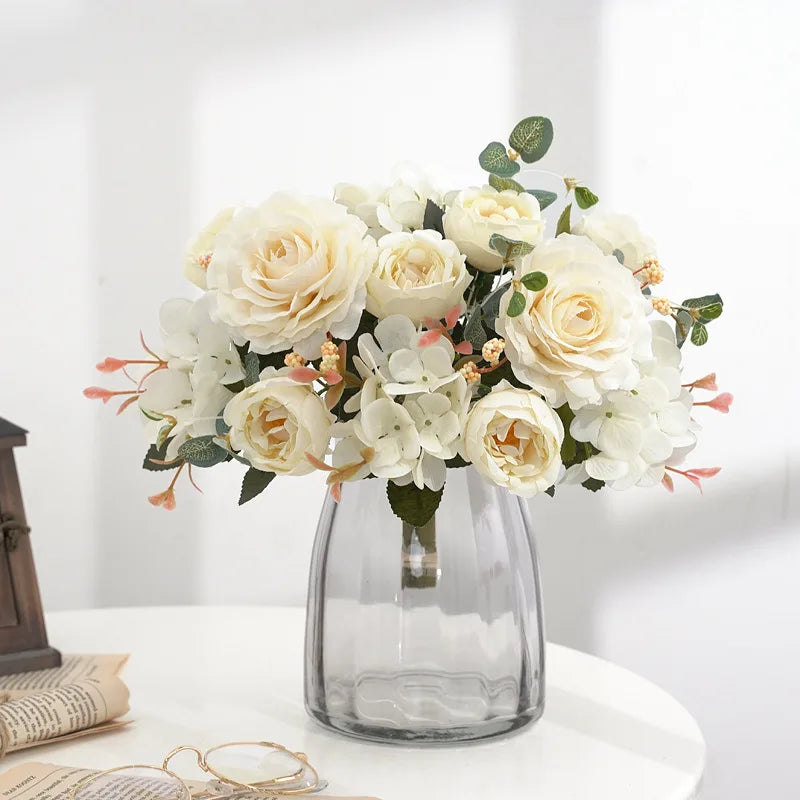 Bouquet of vintage peonies and hortensias for wedding decoration - view 3