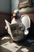 Fun wall decoration with animals reading the newspaper - 13X18cm Unframed