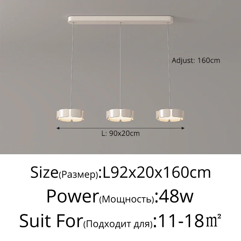 LED pendant light upliftable style minimalist Italian for modern decoration - White-3-Heads / 3 Colors No Remote
