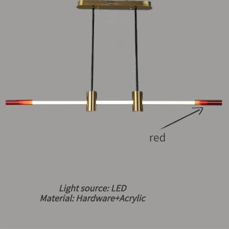 Minimalist led chandeliers for modern bars and receptions - Red / 5000-6000K / L 140cm