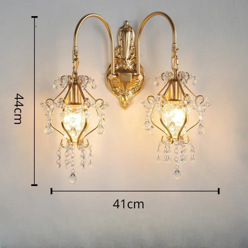 Nordic retro crystal wall sconce for interior decoration - Gold-41x44cm