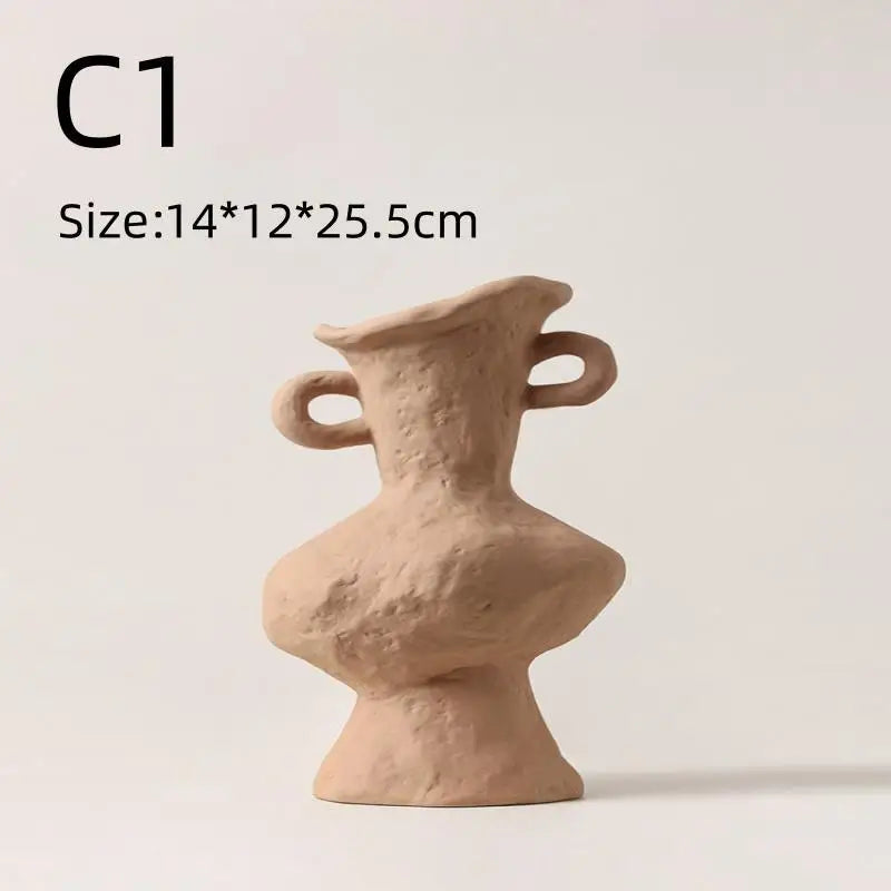 Hydroponics Nordic Style Simple Flower Pot, Ceramic White Vases, Table Accessories, Bathroom Aesthetic Room Decoration - C1