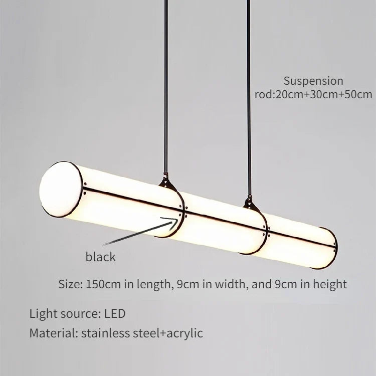 Nordic minimalist chandelier for restaurant and coffee - Black--150cm / Warm White