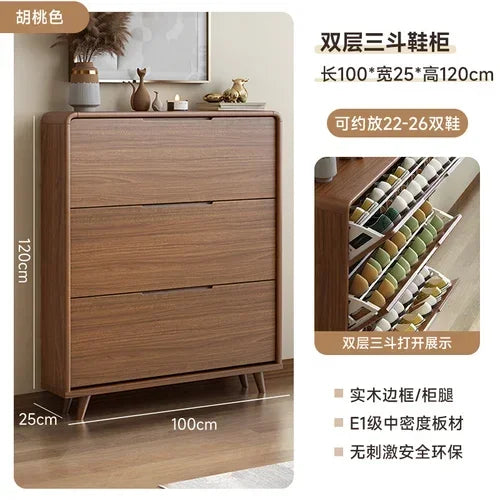 Minimalist vintage wooden shoe shelf and space gain - Style20