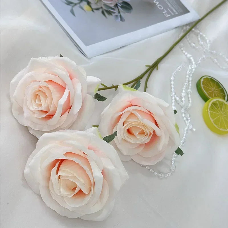 Artificial silk rose branches for elegant decoration - Flesh Pink