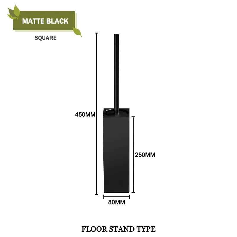 Durable and elegant bathroom brush holder set for bathroom - Tall Black Square