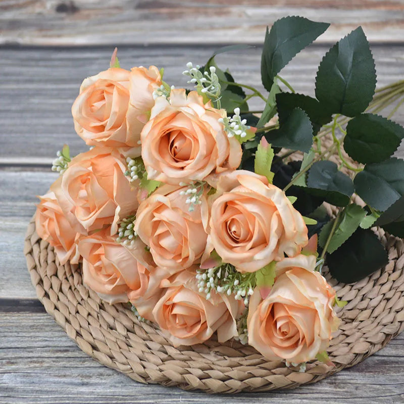 Bouquet of artificial peonies for elegant and modern decoration - Champagne