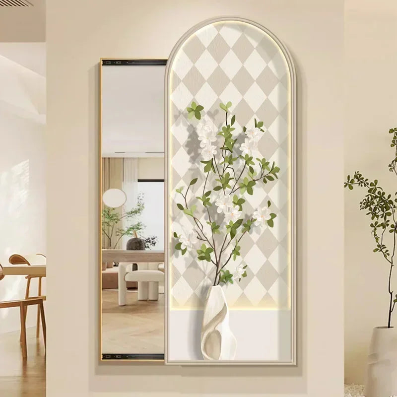 Decorative Nordic square mirror with aesthetic floral frame - view 3