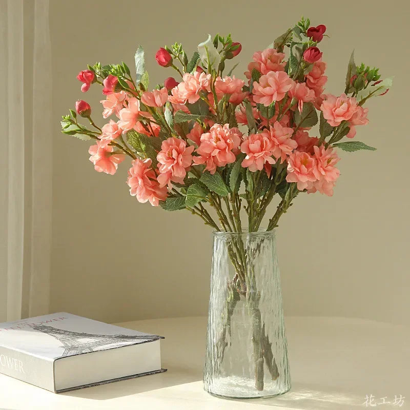 Bouquet of silk camellias for artificial floral decoration - view 2