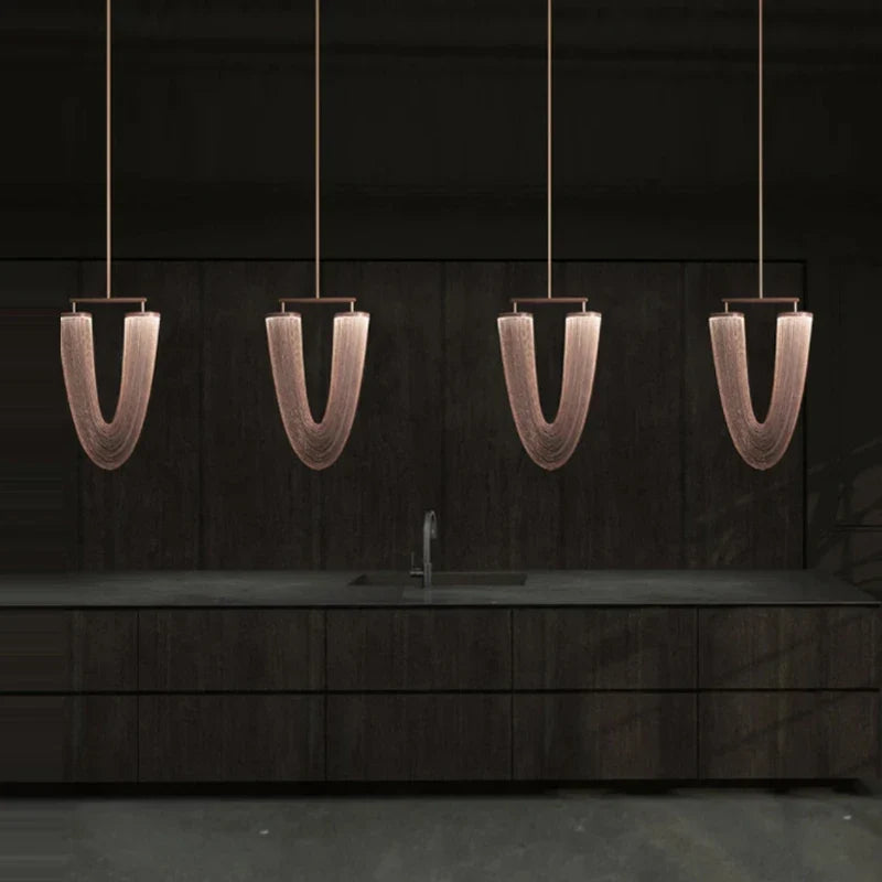 Chandelier art decorative led dimmable in gold-gold aluminium modern design elegance - view 2