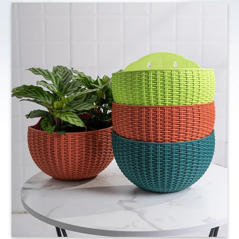 European Wall Mounted Hydroponic Plant Pot, Semi-Circular, Hanging Flower Basket, Balcony, Lazy Wall Mounted, No Drilling, decor