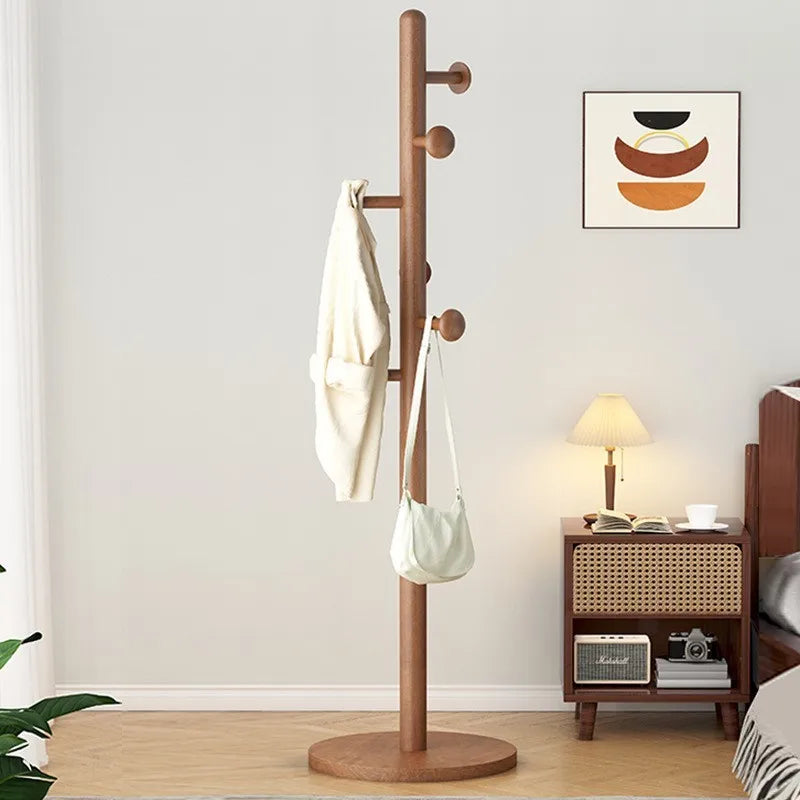 X&D Solid Wood Coat Rack, Floor Hanging Clothes Rack Simple Modern Bag Rack Bedroom Household Single Pole Vertical Drying Rack - view 4