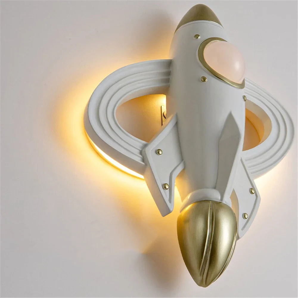 Led space rocket wall sconce for children's room with remote control - view 5