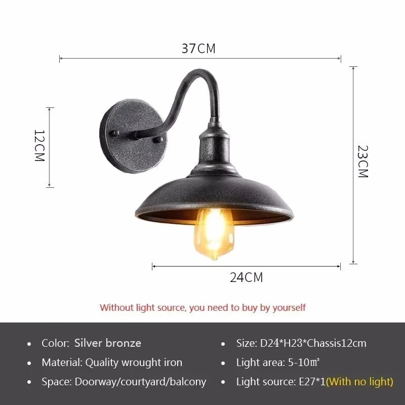 Waterproof wall sconce industrial style for outdoor garden and courtyard - No Bulb / E / 110 V