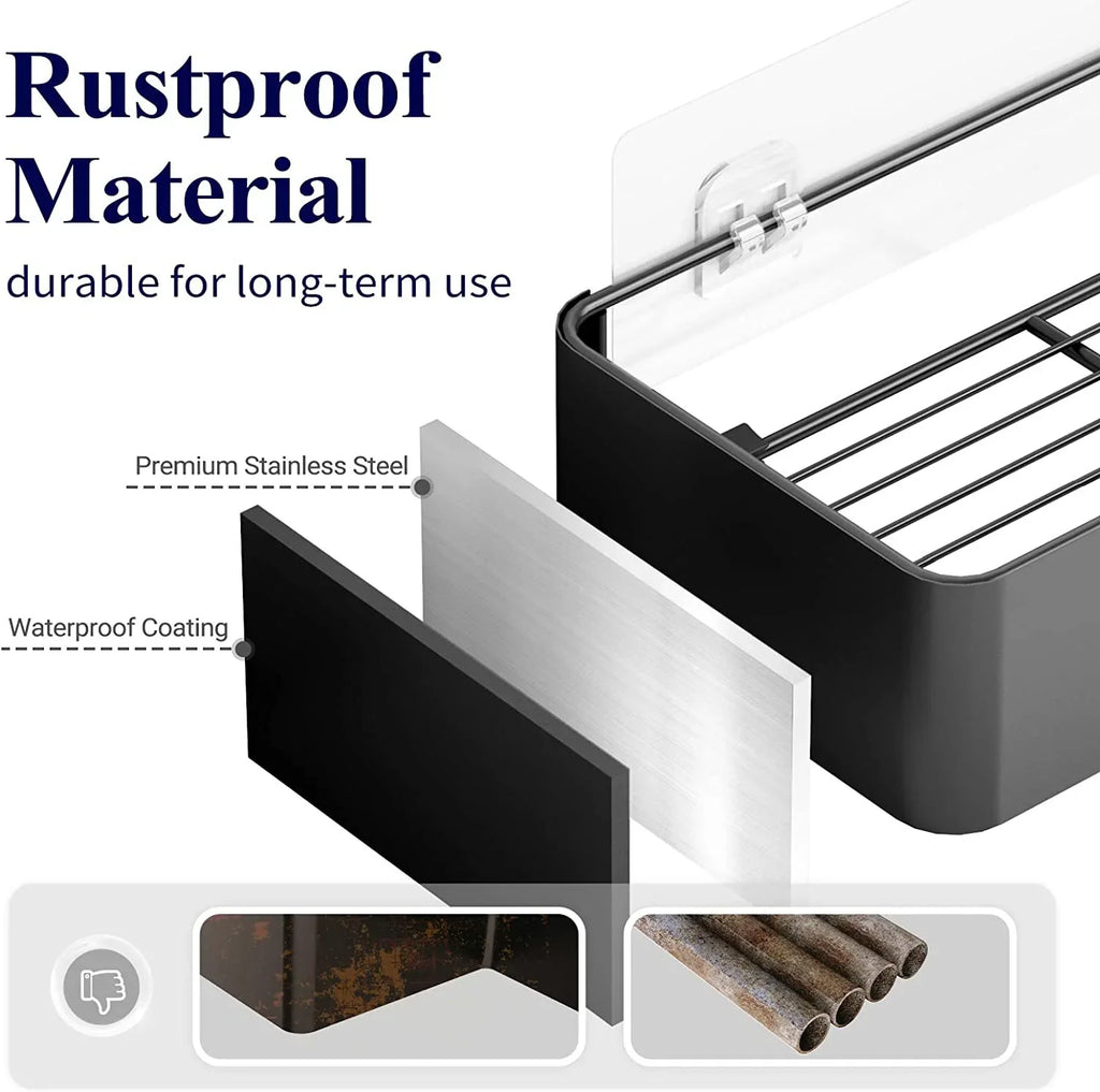 Shower Caddy - 2 Pack Rustproof Shower Organizer, Drill-Free & Quick-Dry Shower Shelf for Inside Shower with 4 Hooks - view 3