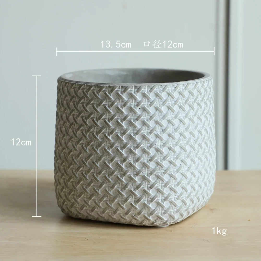 Mold silicone pot flowers concrete pattern vintage large format - Chocolat