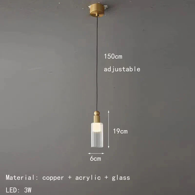 Modern pendant light in glass and copper with interchangeable cords - Gold / 3 modifiables