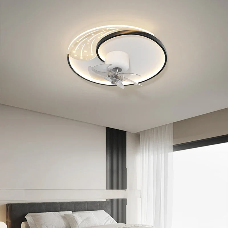 Modern ceiling lamp with mobile fan and smart lighting - view 4