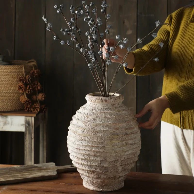 Vintage style vintage retro clay vase handmade home decoration - view 4