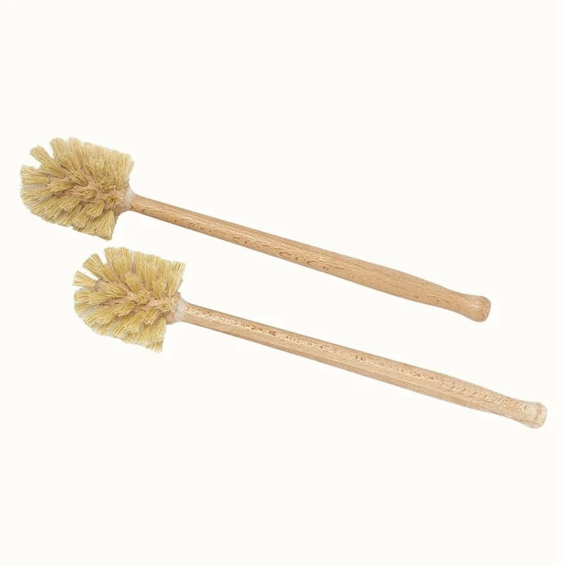 Toilet Brush, 2 Pack Wood Toilet Brush Made Of Beechwood, Strong Hemp Bristles With 360° Cleaning Power