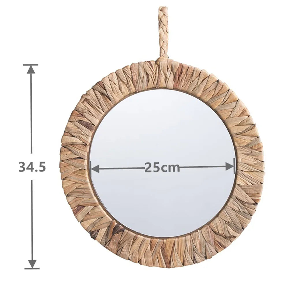 Unique Vintage Style Round Mirror, Handcrafted Craftsman Expert, Exquisite Adds Touch to Your Home, Khaki Color - view 3