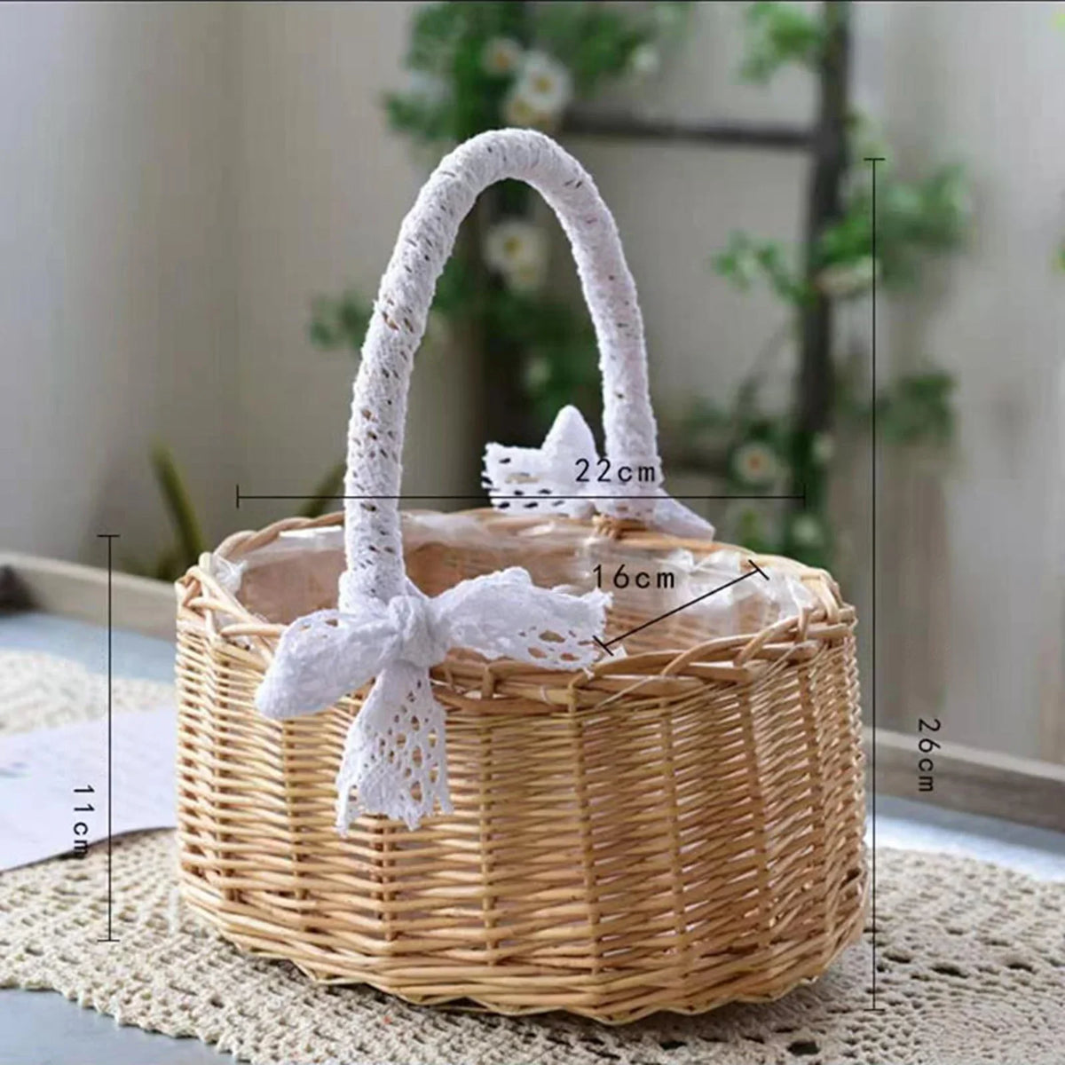 Wedding flower basket with butterfly knot large multipurpose capacity - 04 XL