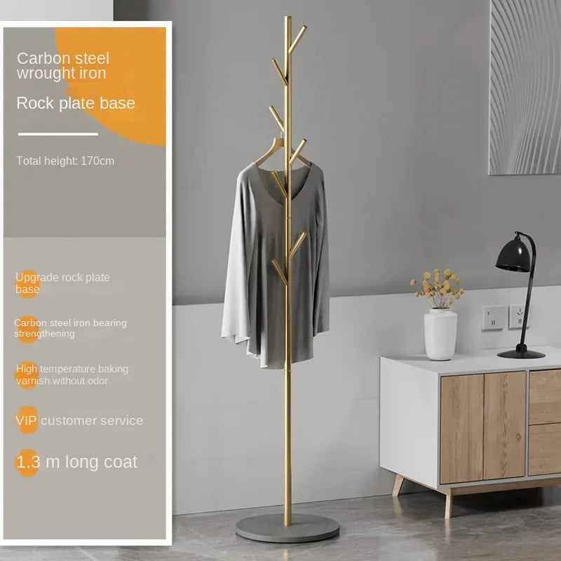 Floor To Floor Bedroom Light Luxury Rock Plate Base Metal Hanger, Marble Scarf and Bag Rack for Entering The Home Coat Rack - Style13