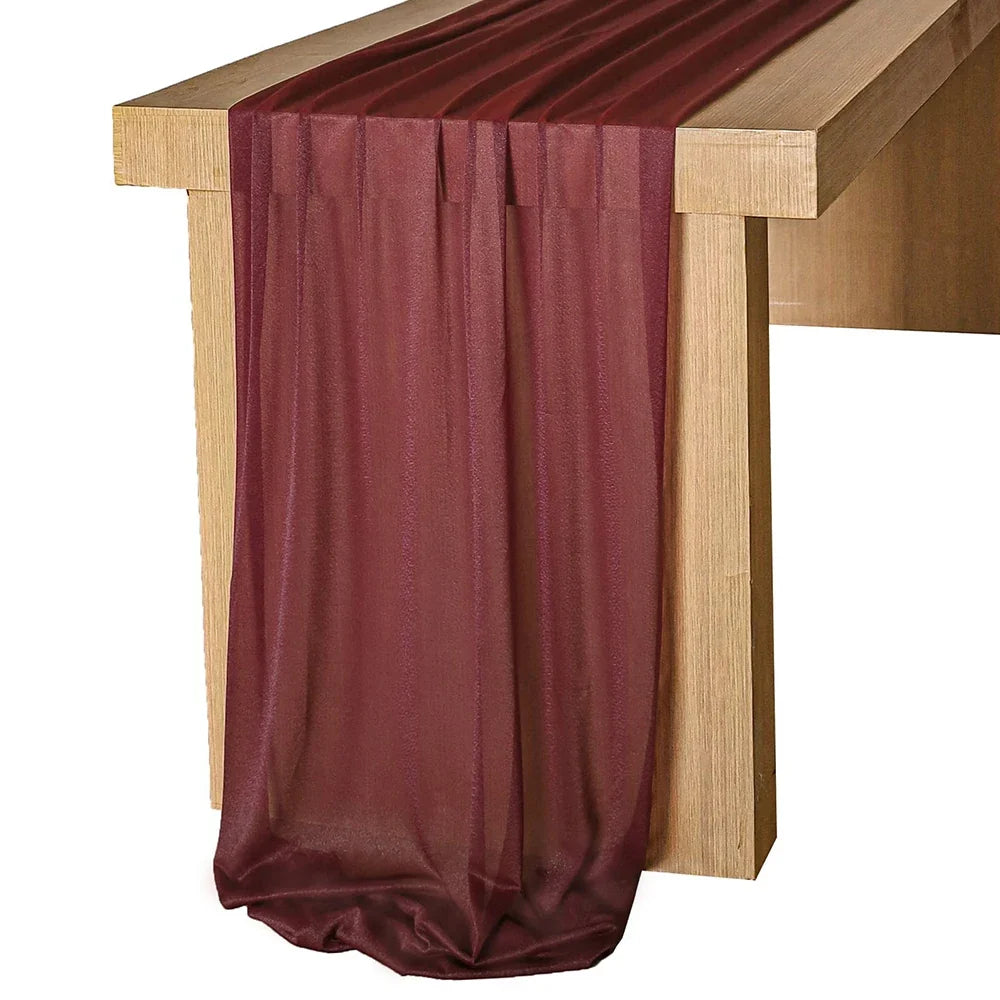 Chiffon table runner green sage bohemian wedding - 30x180CM