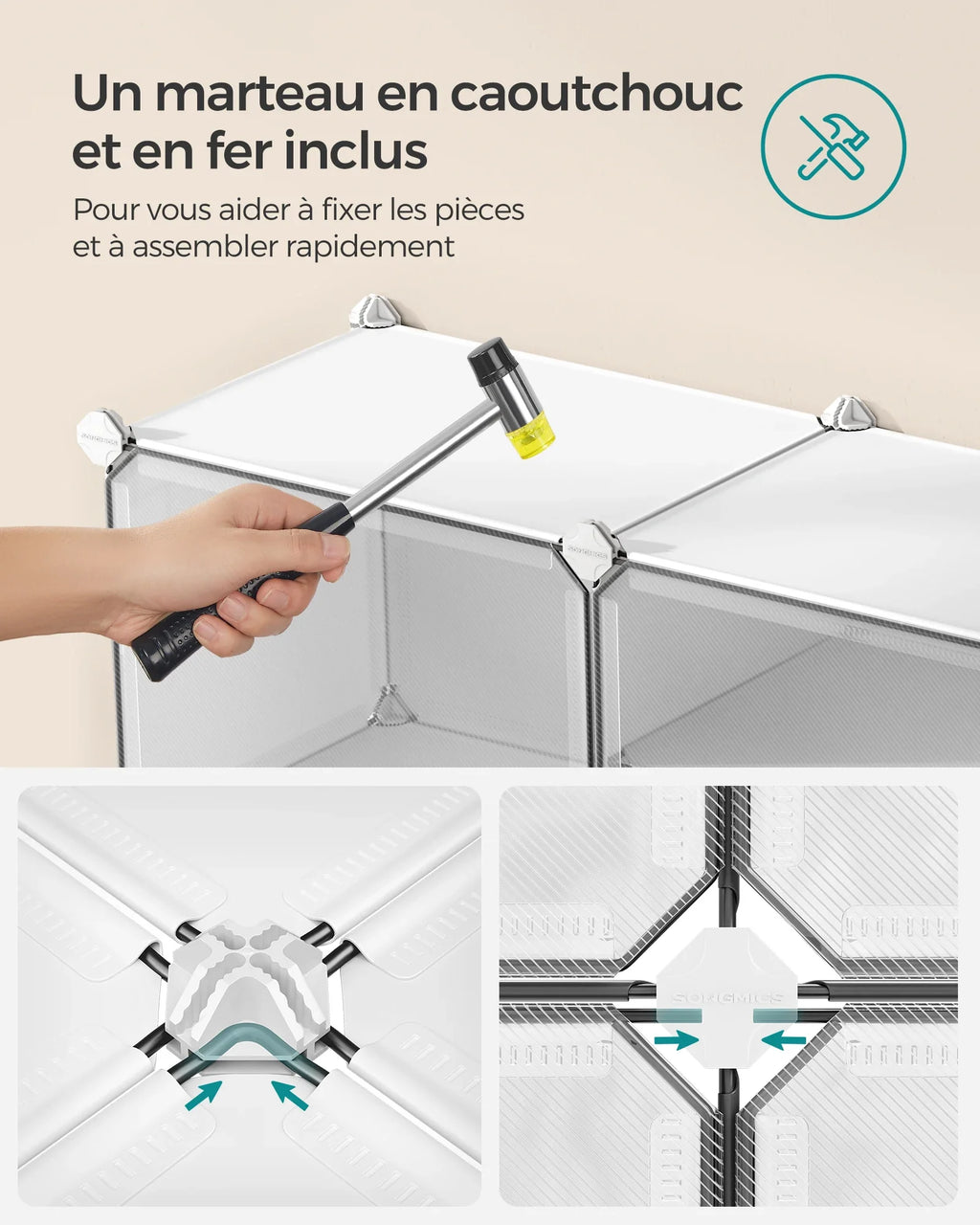 SONGMICS Shoe shelf 12 compartments, Storage shelf Modular, 30 x 40 x 30 cm compartment, White - view 2