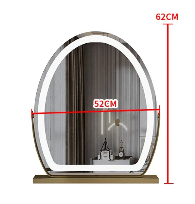 Lighted courtesy mirror with touch sensor and dimmable lighting - Gold (52x62cm)
