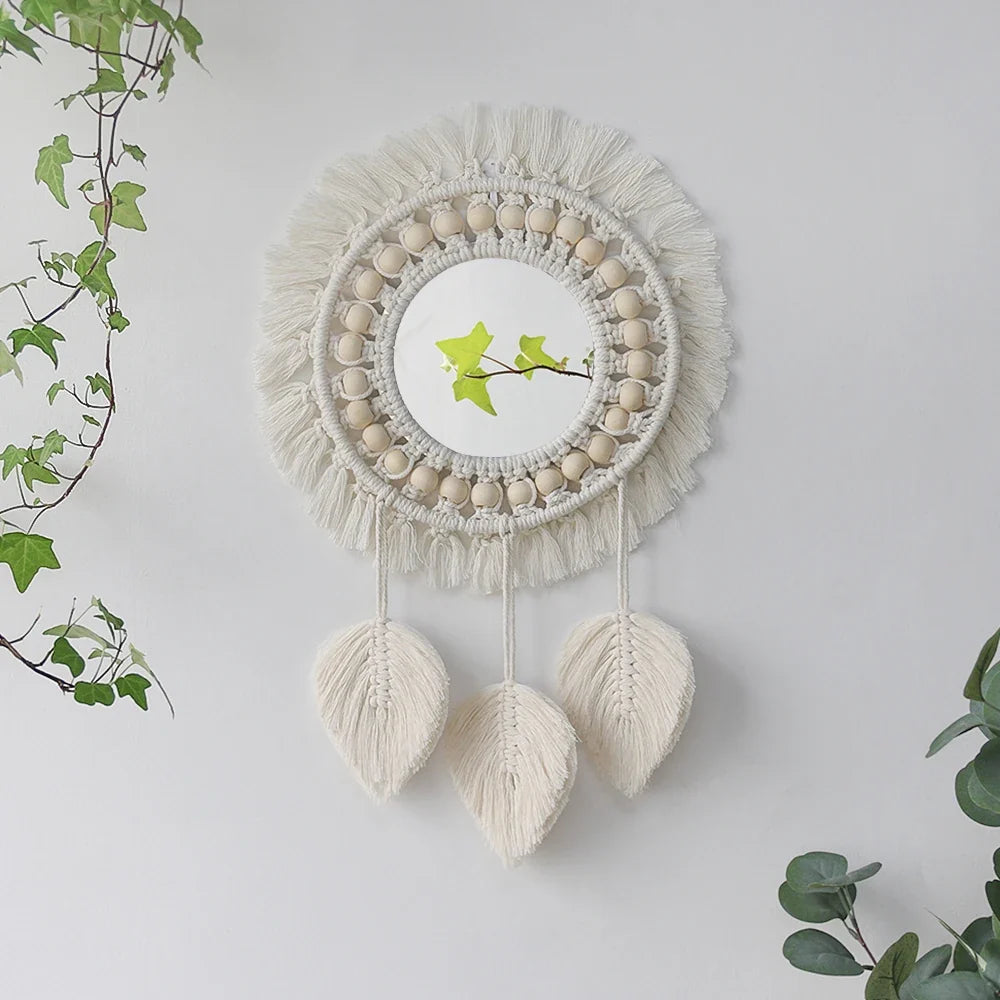 Wall mirror in macrame interior decoration bohemian style - Miroir mural M0404
